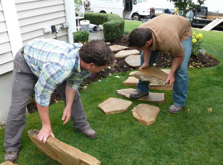 záhradný dizajn-kameň-chodník-prírodný kameň-dosky-trávnik