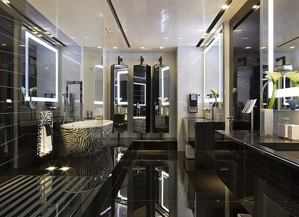 vaňa oválna zebra tlač čierna kúpeľňa Nieto Design Group