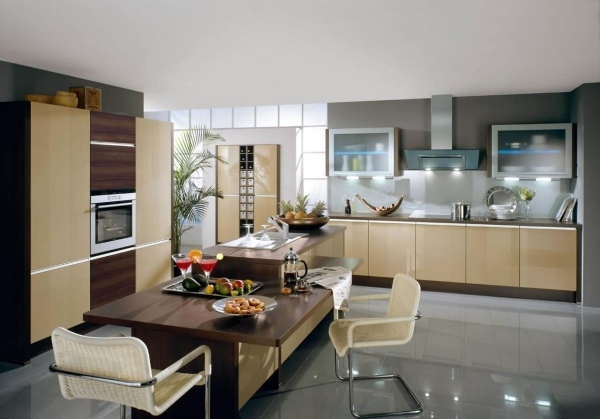 Kuchyňa s ostrovným jedálenským kútom-svetelný systém integrovaný LED