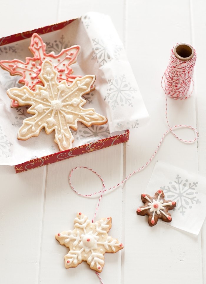 Snehové vločky-sušienky-sušienky-ozdobené-mätovou polevou