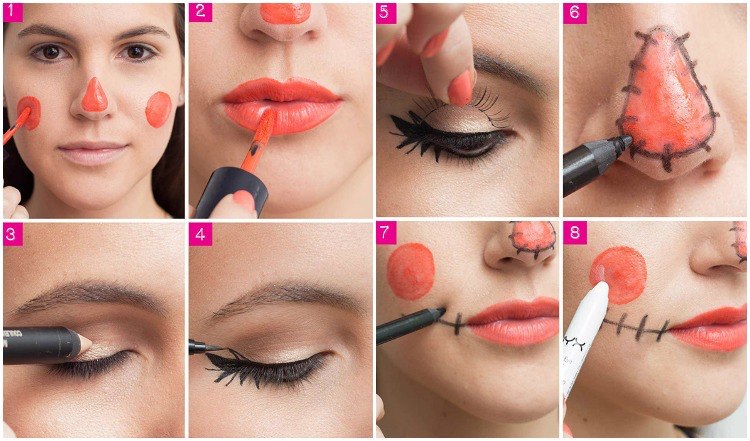 Tipy na líčenie-halloween-líčenie-strašiak-návod-jednoduché