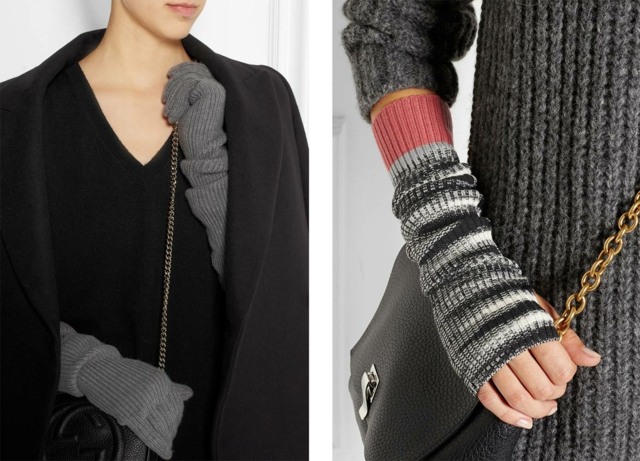 Pletené rukavice palčiakový vzor so sivými pruhmi Pletené palčiaky Stella McCartney Missoni