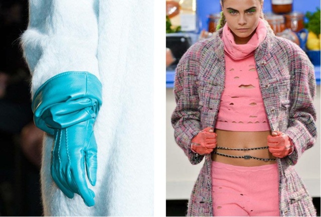 Rukavice žiarivo modro ružové Jasne modrá ružová Rochas Chanel