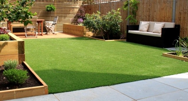 záhradný trávnik plocha kvetináč drevený materiál