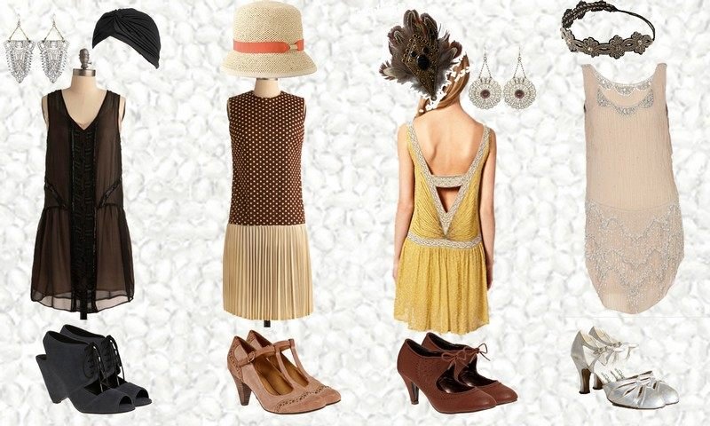 Móda 20. rokov 20. storočia - závesné šaty a pokrývky hlavy Móda 20 -tych rokov dámske šaty koktejlové šaty s klopou