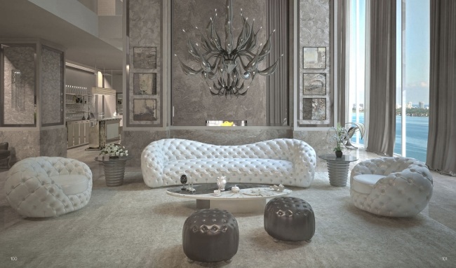 obývacia časť capitonniert klasický dizajn biela NUVOLA mantellassi