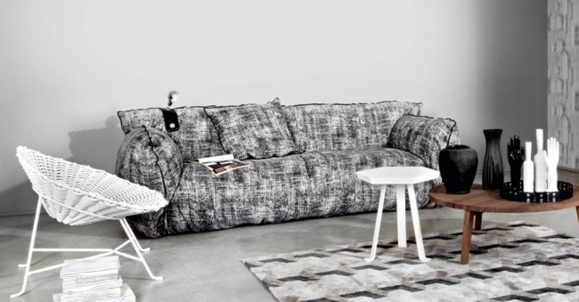 dizajnová čalúnená sedacia súprava mäkká sivá NUVOLA 12 Paola Navone