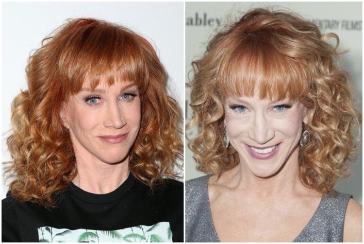 kučery s hladkou ofinou dĺžka po ramená - kathy griffin