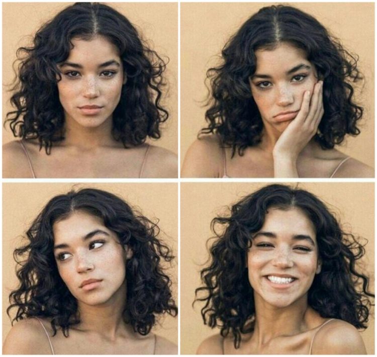 dlhý bob účes so stredným delením