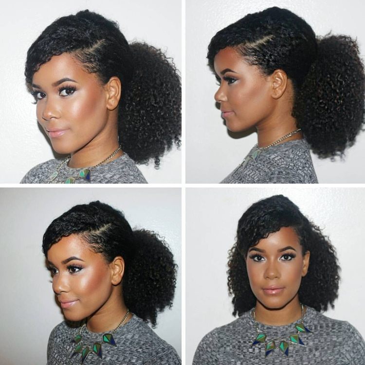 afro kučery s bočným delením a chvost s chvostom