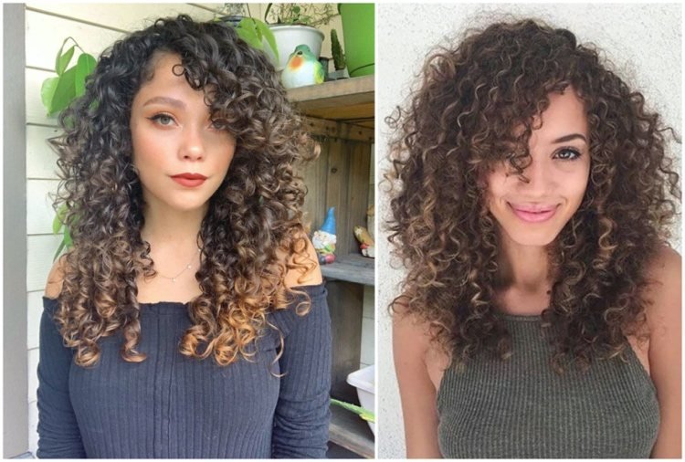 prírodné kučery s bočným delením a ofinou