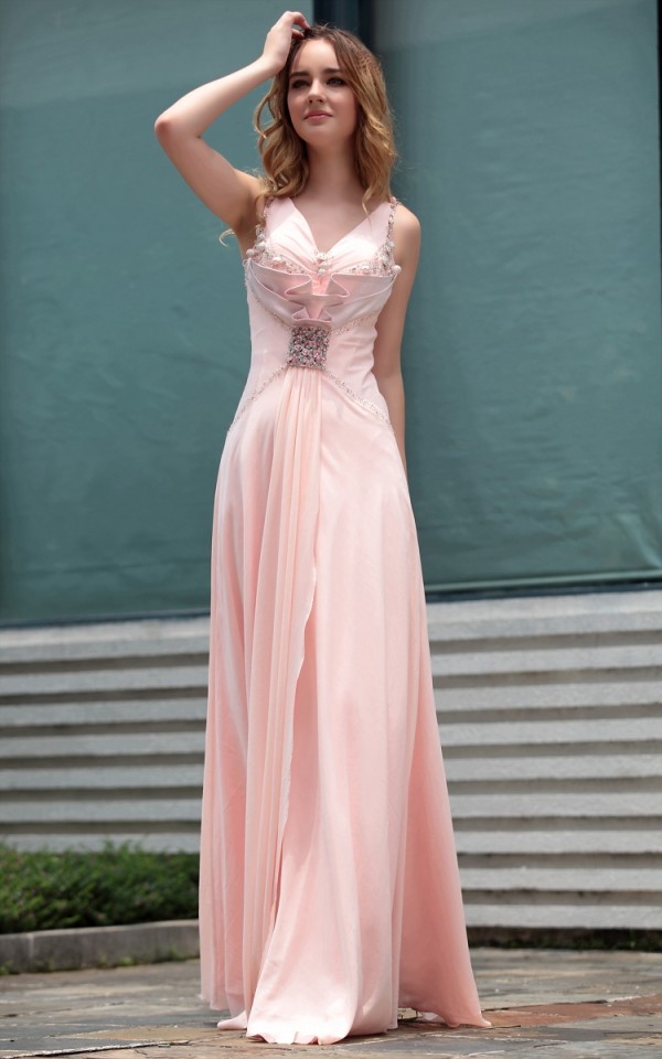 Šifónové šaty ľahko padnú a zjemňujú pohyby dlhé šaty-ružová-nevesta-dievčenské-dizajn