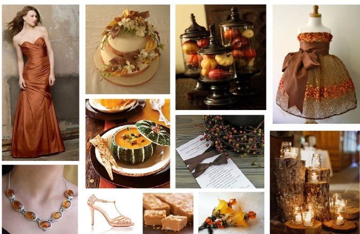 jesenná svadba v prvkoch farby jantáru a medi