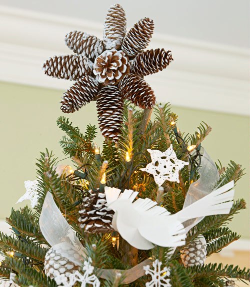 Remeselné nápady Nápady na vianočný stromček ako nápad na šišku Remeselné nápady na vianočné stromčeky vrcholia hviezdicovými šiškami