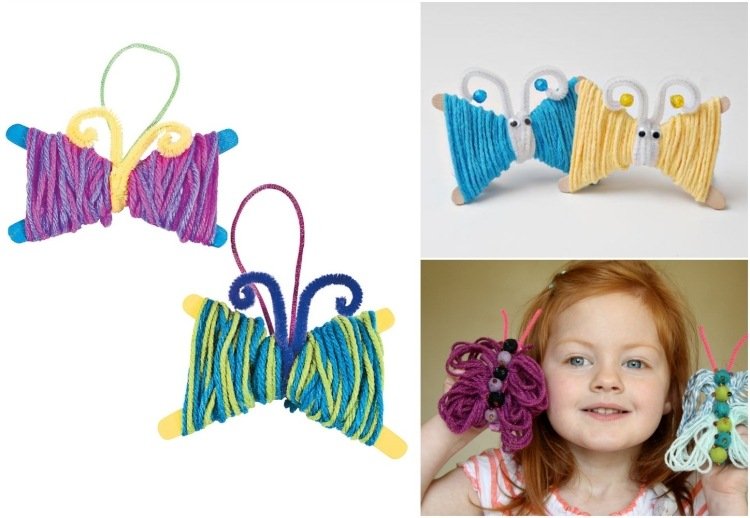 Remeselné nápady pre letné batoľatá priadze motýle