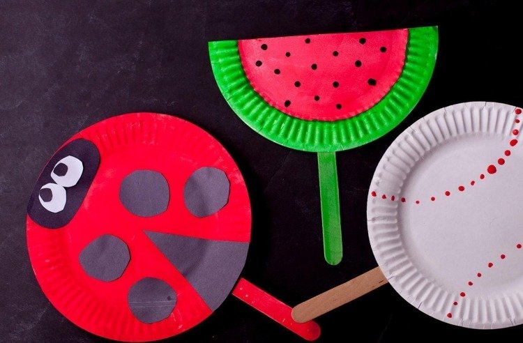 Remeselné nápady na leto-vejár-papierové taniere-tyčinky zmrzliny