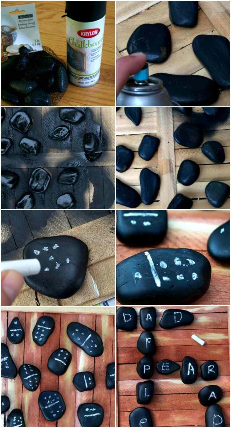 Remeselné nápady-leto-batoľatá-domino-slovná hra-kamene-tabuľa-farebná krieda