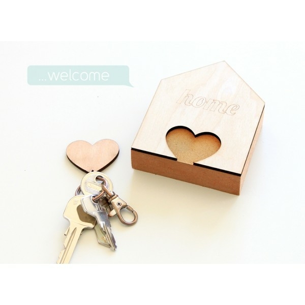Kľúčový dom, krásny darček, muž, žena, drevený tvar srdca Kľúčový darček od domu pre muža, žena, tvar srdca