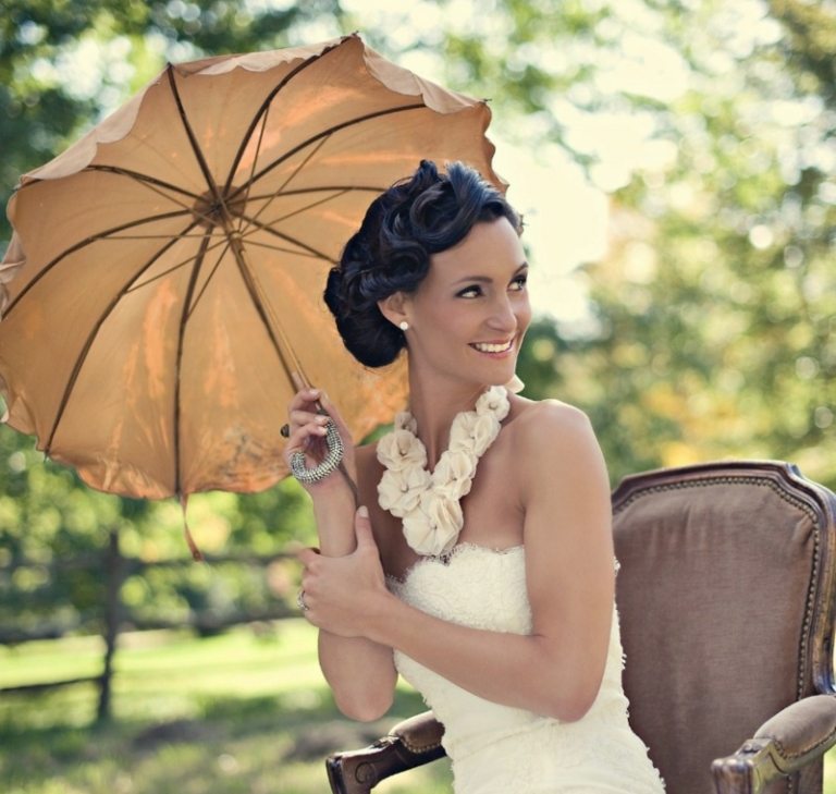 účes nevesty očarujúci retro štýl kvetín slnečník