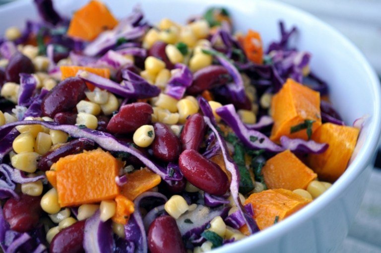 šalát recepty červená kapusta čili fazuľa tekvica zdravá