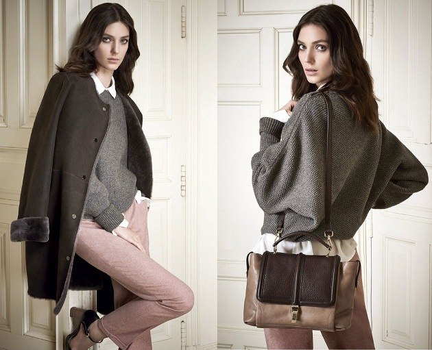 Dámsky sveter v jesennom štýle ružové nohavice Dámsky sveter kabát ružové nohavice dámska taška