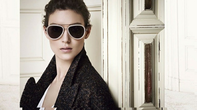 Jesenný dámsky módny kabát čierne slnečné okuliare Štýlové čierne slnečné okuliare