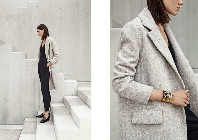 Jesenný dámsky kancelársky kabát v čiernej farbe Dámsky kancelársky šedý kabát čierne nohavice