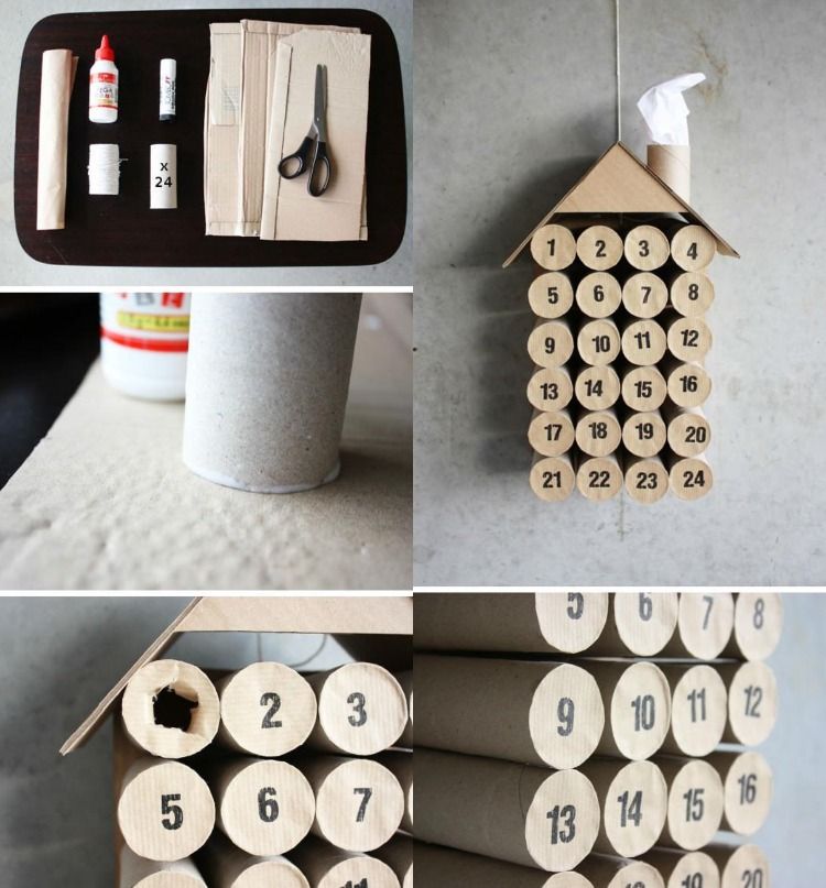 Ďalší variant pre adventné kalendáre vyrobený z roliek toaletného papiera Remeselné nápady na Vianoce -recyklácia-advent-kalendár-toaletný papier-rolky-kreatívny-nápad