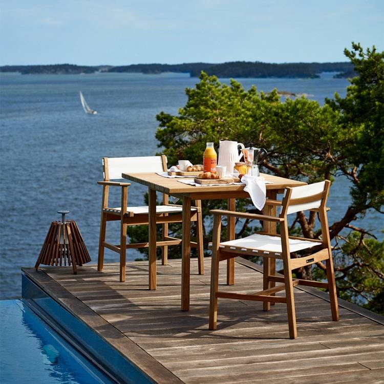 dekorácia-nápad-na-terasu-teakový nábytok-bazén-oblasť