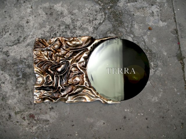 MARCO MAZZEI terra nástenné zrkadlo meď čiastočne roztavené