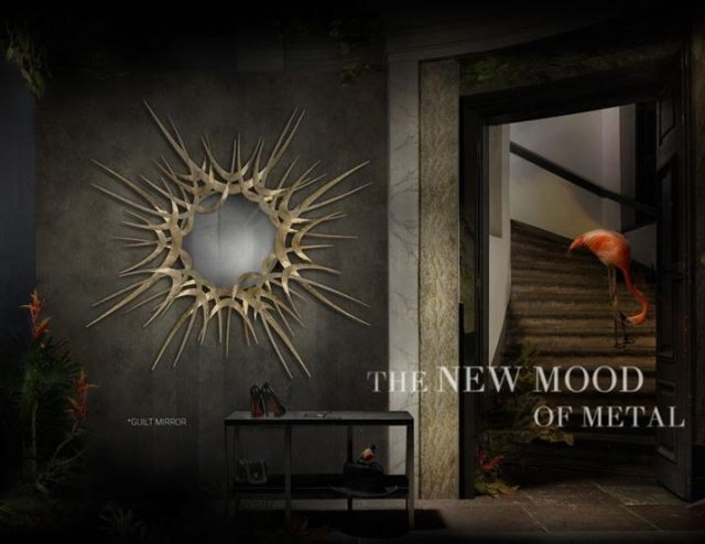 vina zrkadlový dizajn koket mosadzný rám