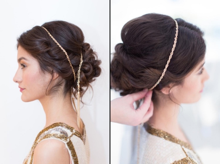 Okoreňte updo na Silvestra zlatou retiazkou updos-korenie-zlatá reťaz-strieborná