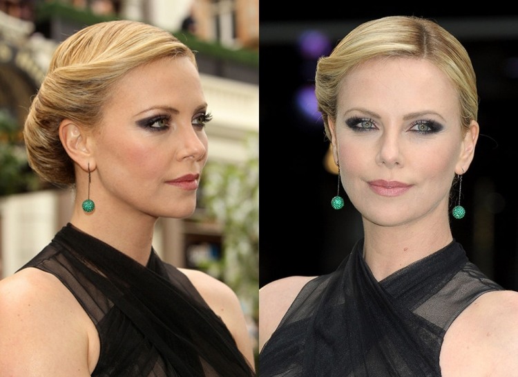 elegantný účes vhodný na vianočný večierok účes-nápady-vianoce-silvestrovský večer-Charlize-Theron