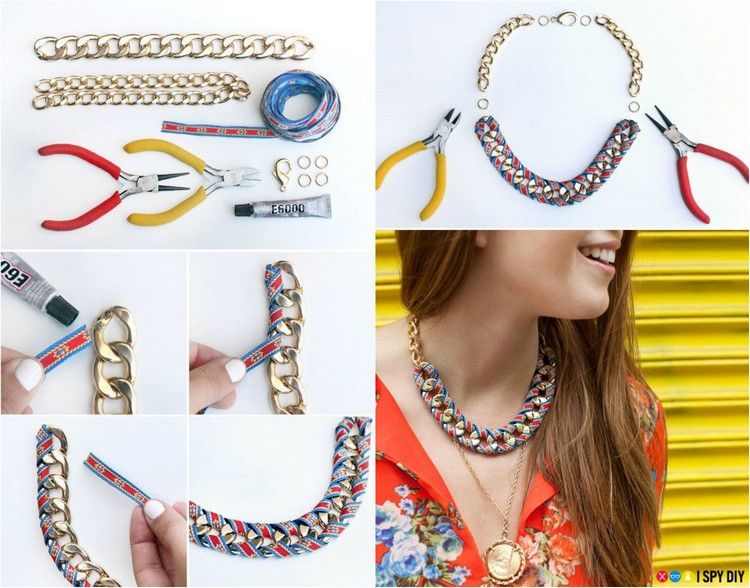 Vyrobte si svoj vlastný náhrdelník so stužkou a zlatou retiazkou Návody na darček pre domácich majstrov k vianočným náhrdelníkom-návod