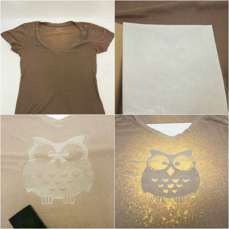 Okoreňte tričko bielidlom nápady na darčeky-vianočné-urob si sám-tričko-korenie-motív sovy