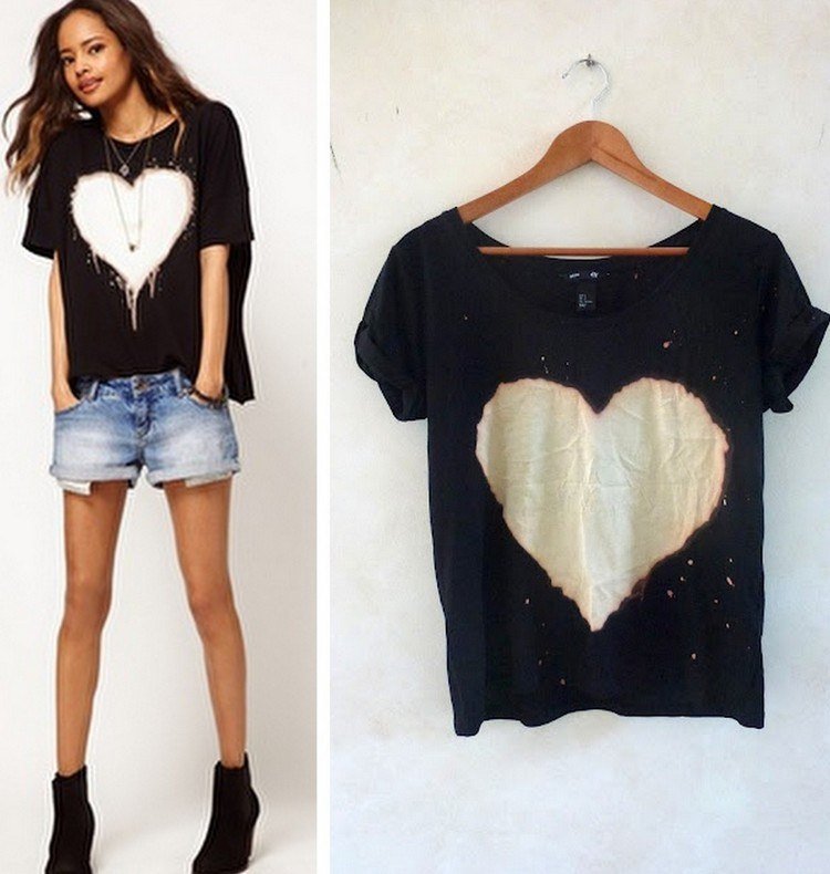 čierne tričko s motívom srdca nápady na darčeky-vianoce-urob si sám-tričko-korenie-motív srdca