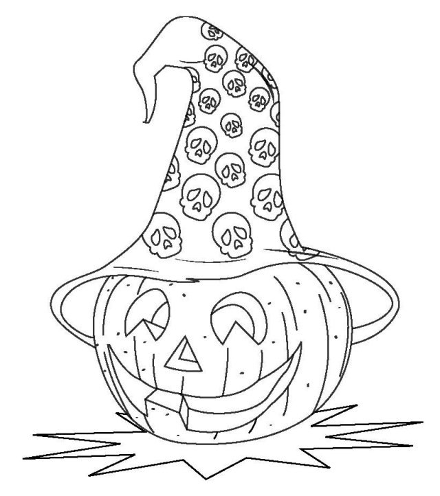 Omaľovánky k halloweenskej tekvicovej čiapke zadarmo halloween obrázky-tekvicový klobúk-voľná tlač