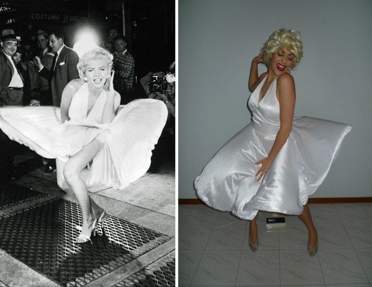 hollywood-mottoparty-kostým-nápady-merilyn-monroe-biele šaty