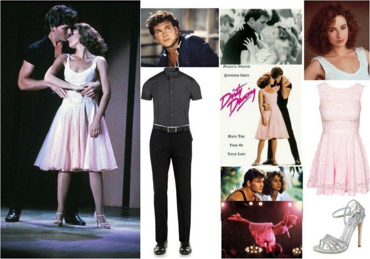 hollywoodsky-tematický večierok-kostým-nápady-páry-špinavé-tancujúce-dieťa-johnny