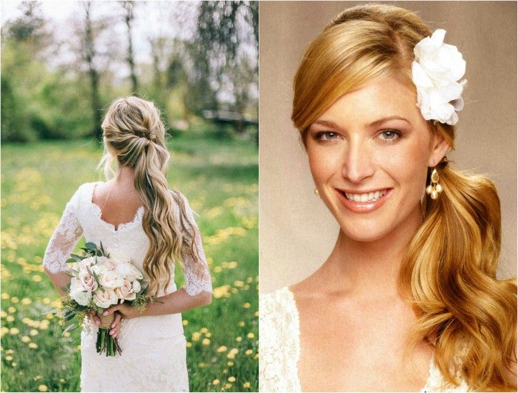 svadobné účesy-chvost-nápady-bočné nosenie