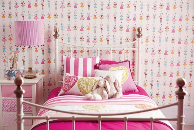 nápady pre steny stien pre dievčatá vzor bábiky s tapetami