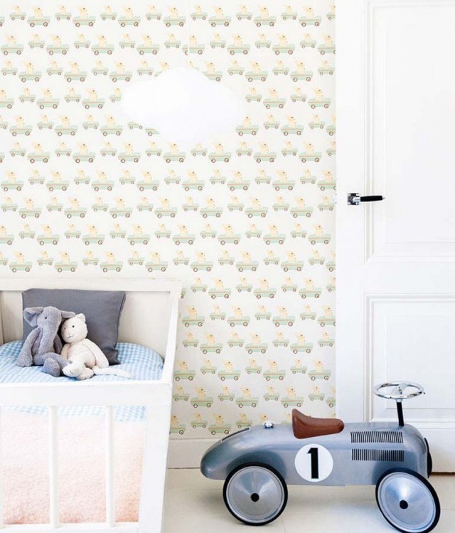 vzor tapeta detská izba farby zajace preteky