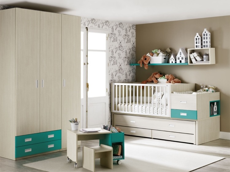 Rozťahovacia detská posteľ s dostatkom úložného priestoru v tóne svetlého dreva roztiahnuteľná-detská postieľka-úložný priestor-ROS-MINI-21-POSUVNÍK