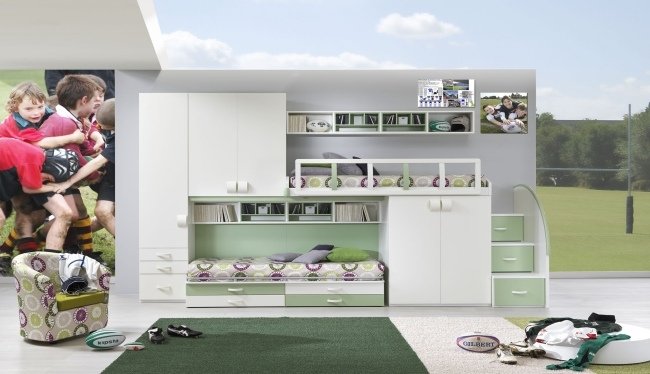 GIESSEGI nápady do detskej izby pre chlapcov svieži zelený biely úložný priestor