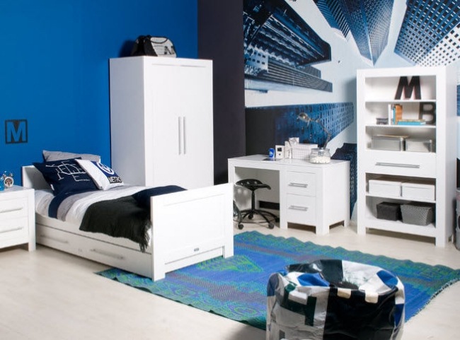 Nápady do detskej izby pre chlapcov Bopita modrá biela čierna