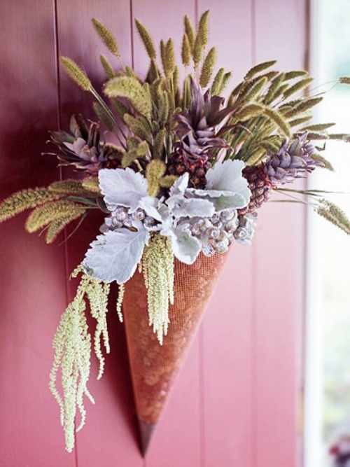 taška na kvety kreatívne nápady na dekoráciu dverné vence na jeseň