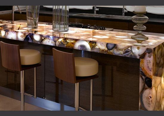 luxusné nápady dosky vstavané osvetlenie kuchynský ostrov