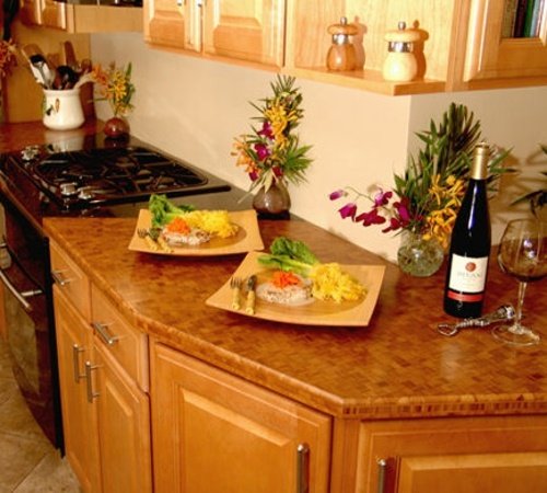 Nápady na dizajn kuchyne z drevenej pracovnej dosky Úplne bambusové Nápady na dizajn kuchyne z drevenej dosky