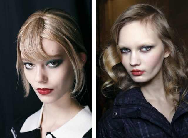 rovné vlasy ofina vlny bočné lúčenie Anna Sui Rozchod bočných vĺn poníka Anna Sui Tsumori Chisato