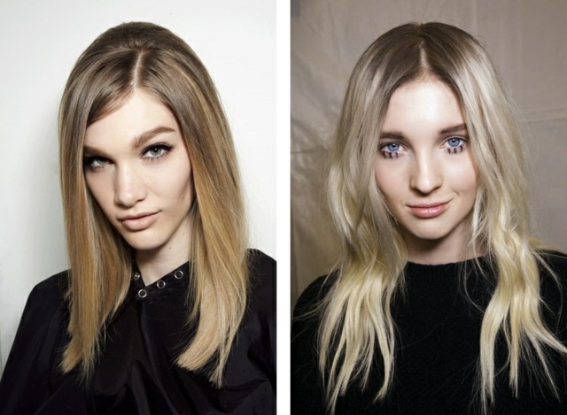 rovné stredne dlhé vlasy bočné lúčenie nápady Nápady na lúčenie na strane vlasov Versace Vionnet